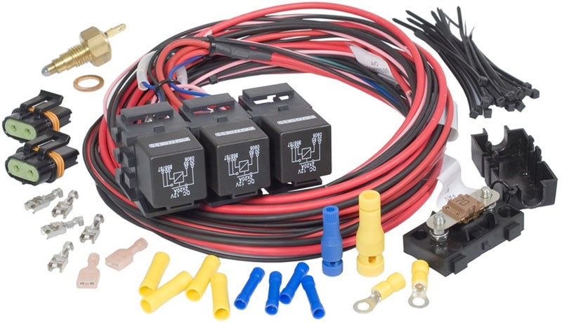 Painless Performance 30118 Dual Activation, Dual Electric Fan Relay Kit with Thermostatic Switch (On 205/Off 190) for LSX